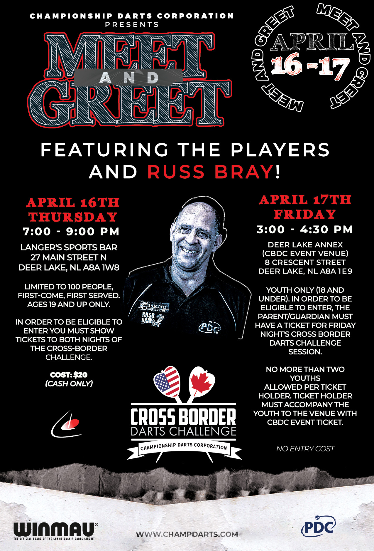 Cross Border Darts Challenge Meet and Greet Events